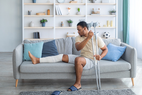 Man Recovering From Injuries at Home